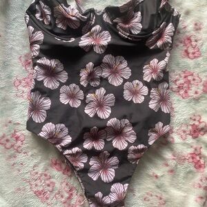 Benoa Swim Floral One Piece - Black and Pink